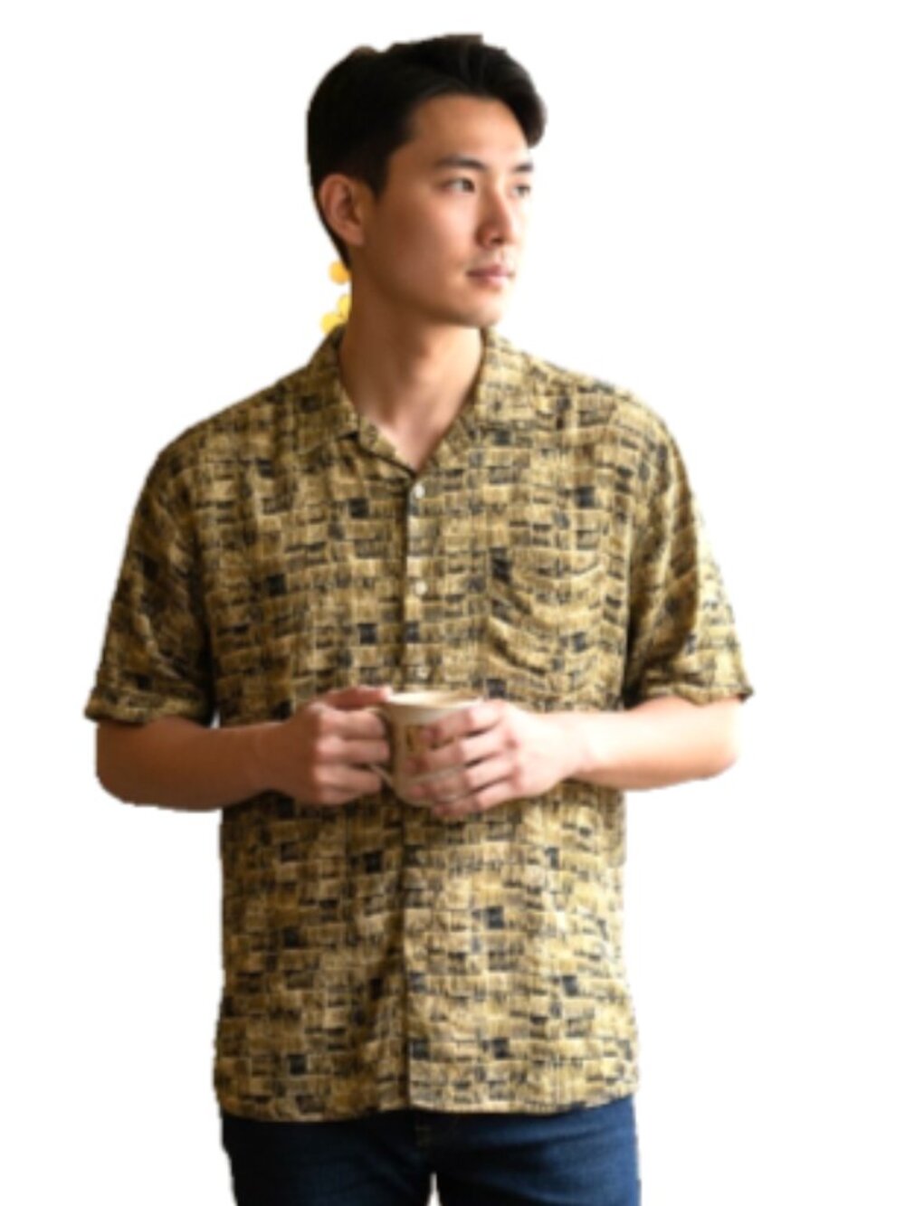 Campia Moda Hawaiian Shirt Men L Tropical Short Sleeve Button Front EUC